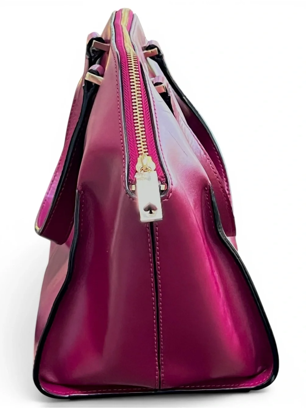 Kate Spade Savannah Parliament Square Leather Satchel Handbag Red Plum WKRU3115